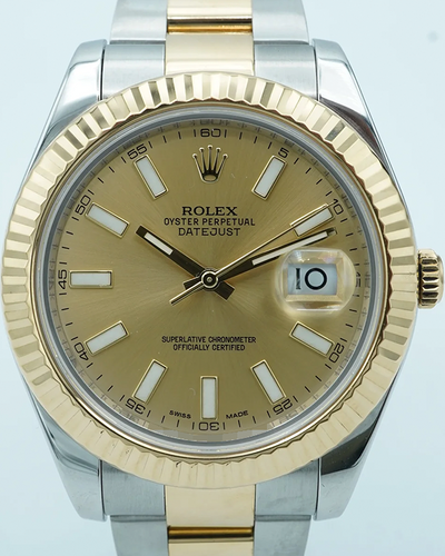 2012 Rolex Datejust II 41MM Champagne Dial Two-Tone Oyster Bracelet (116333)