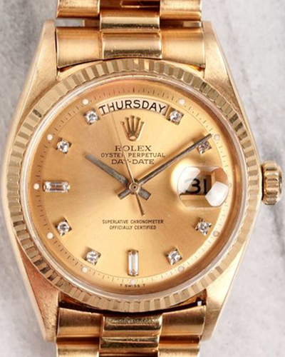 Rolex Day-Date 36MM Champagne Dial Yellow Gold President Bracelet (1803)