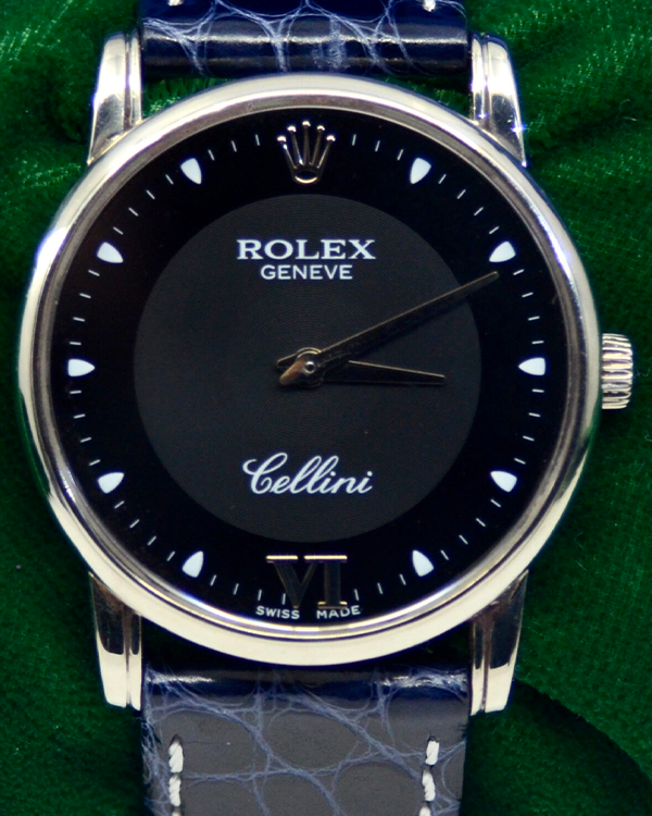 Rolex Cellini 32MM Black Dial Aftermarket Leather Strap (5116)