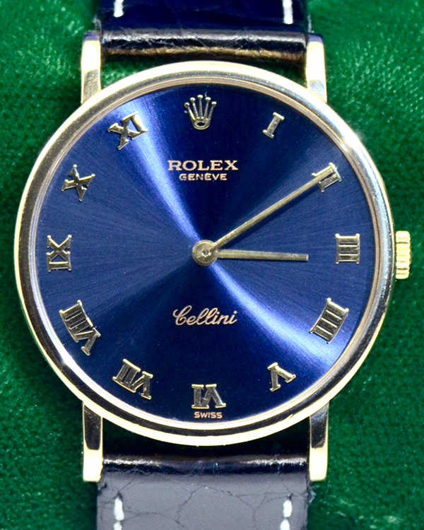 Rolex Cellini 32MM Blue Dial Aftermarket Leather Strap (5112)