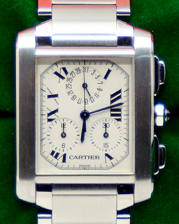 Cartier Tank Française Chronograph Quartz 28MM White Dial Steel Bracelet (2303)