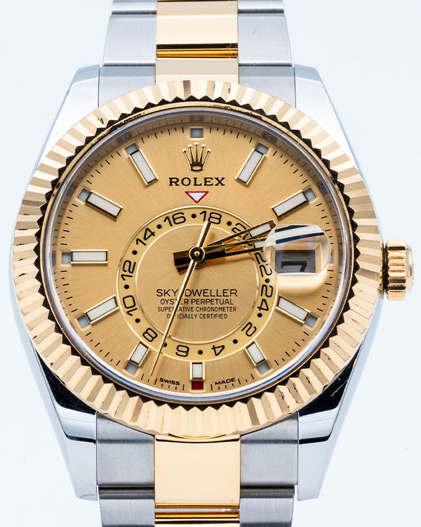 2021 Rolex Sky-Dweller 42MM Champagne Dial Two-Tone Oyster Bracelet (326933)