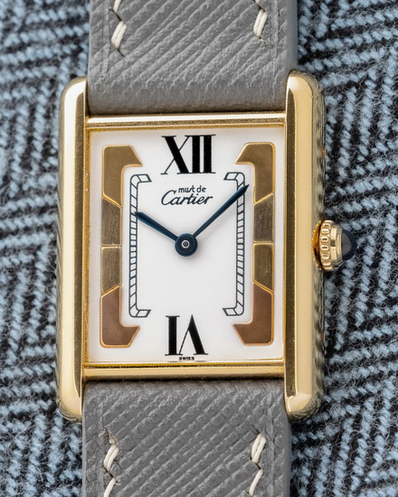 Cartier Must de Cartier Tank "Roman Trinity" 23MM Silver Dial Aftermarket Leather Strap (1615)