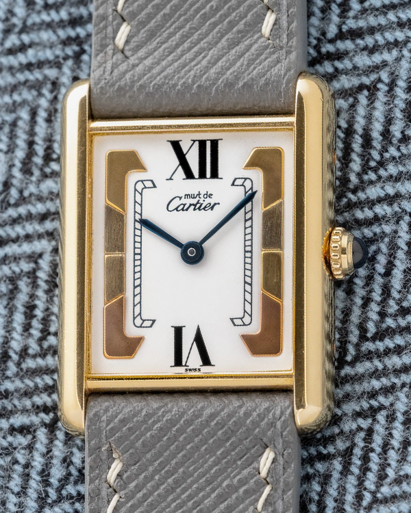 Cartier Must de Cartier Tank "Roman Trinity" 23MM Silver Dial Aftermarket Leather Strap (1615)
