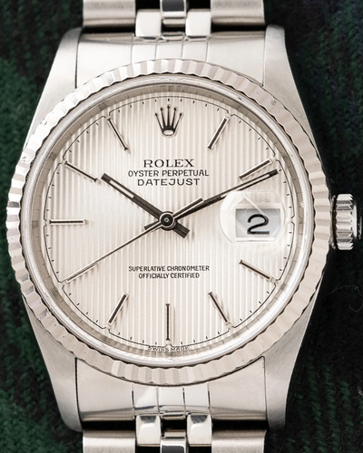 Rolex Datejust 36MM Silver Tapestry Dial Steel Jubilee Bracelet (16234)