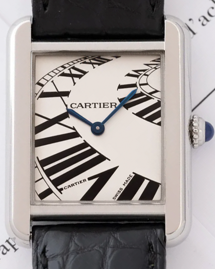2010 Cartier Tank Solo Piano 24MM White Dial Leather Strap (3170)