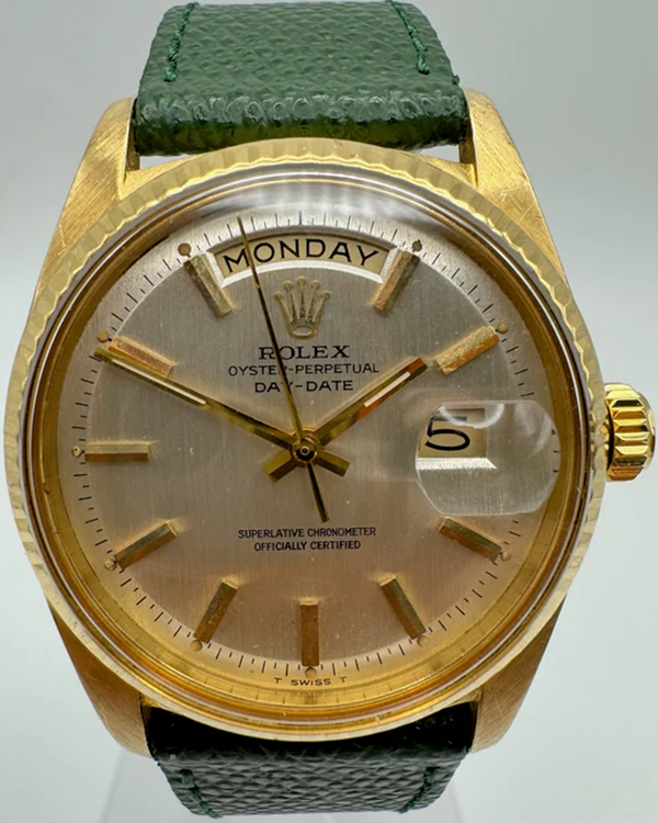 1971 (2.6 Mill. Serial) Rolex Day-Date 36MM Silver Dial Aftermarket Leather Strap (1803)