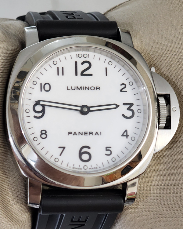 2008 Panerai Luminor Base 44MM White Dial Leather Strap (PAM00114)