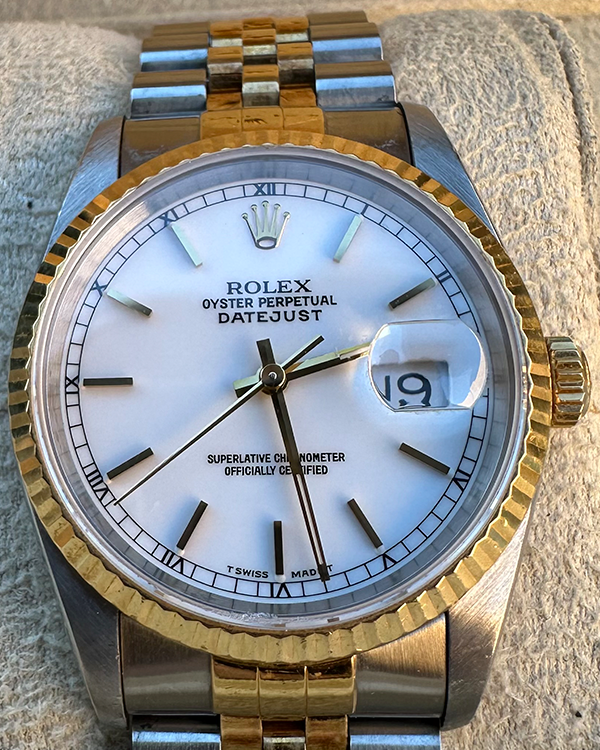 Rolex Datejust 36MM White Dial Two Tone Jubilee Bracelet (16233)