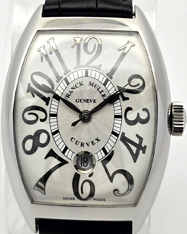 Franck Muller Cintrée Curvex 39MM Silver Dial Aftermarket Leather Strap (8880 SC DT REL)