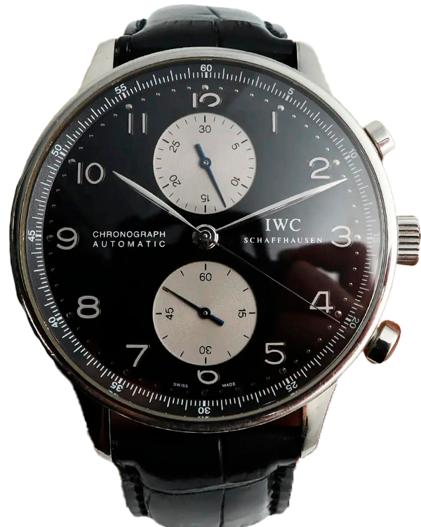 IWC Schaffhausen Portuguese Chronograph 41MM Black Dial Leather Strap (IW371404)