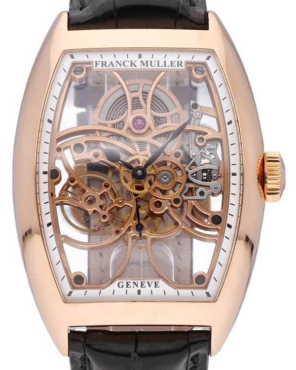 2015 Franck Muller Cintrée Curvex 39.6x55.4MM Skeleton Dial Leather Strap (8880 B S6 SQT)