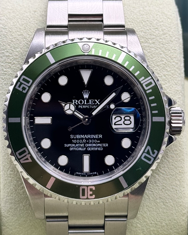 2008 (M Serial) Rolex Submariner Date "Kermit" 40MM Black Dial Oyster Bracelet (16610LV)