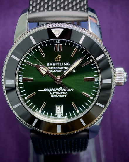 2023 Breitling Superocean Heritage II 42MM Green Dial Rubber Strap (AB2010121L1S1)