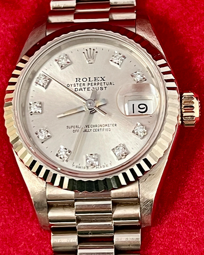 1993 Rolex Lady-Datejust 26MM Silver Dial President White Gold Bracelet (69179)