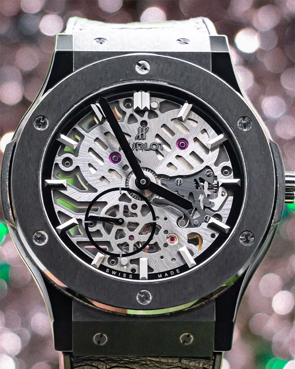 Hublot Classic Fusion Ultra-Thin 45MM Skeleton Dial Leather Strap (515.CM.0140.LR)