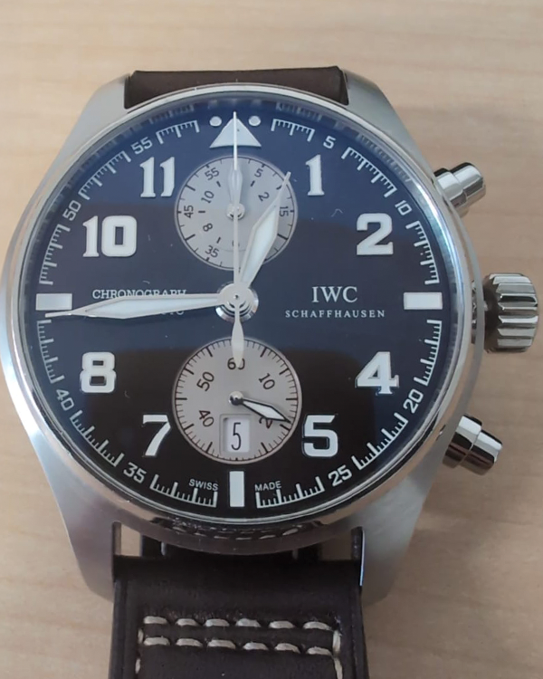 2013 IWC Schaffhausen Pilot Spitfire Chronograph 43MM Brown Dial Leather Strap (IW387806)