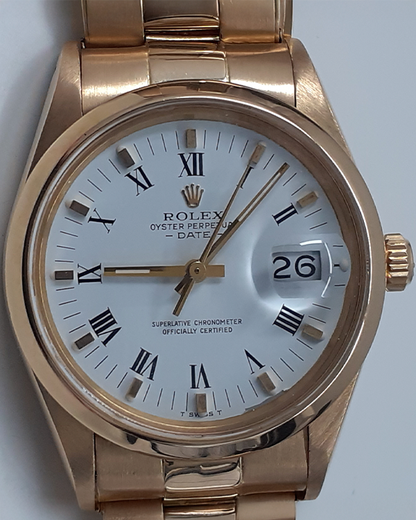 Rolex Oyster Perpetual Date 34MM White Dial Yellow Gold Oyster Bracelet (15008)