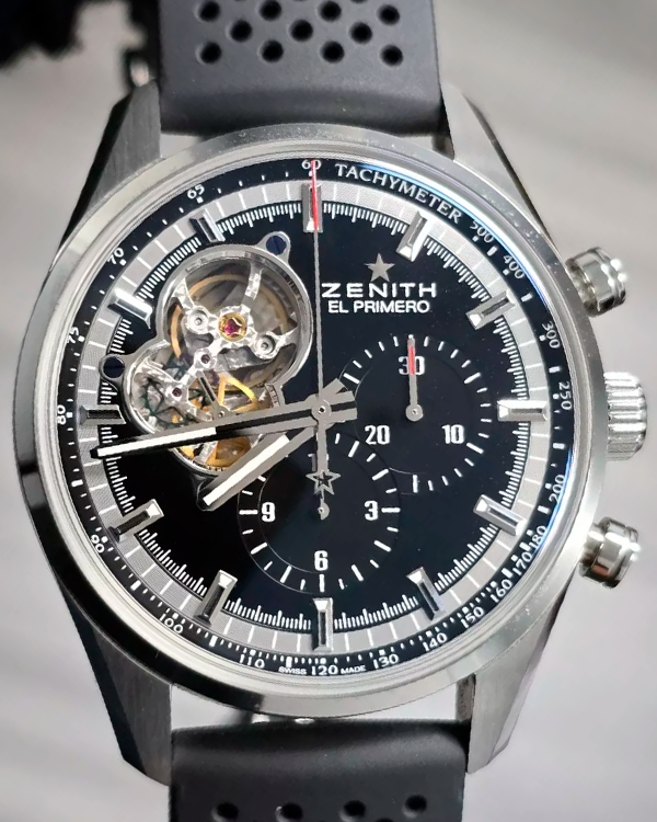 2020 Zenith El Primero Chronomaster 42MM Black Dial Rubber Strap (03.2040.4061)