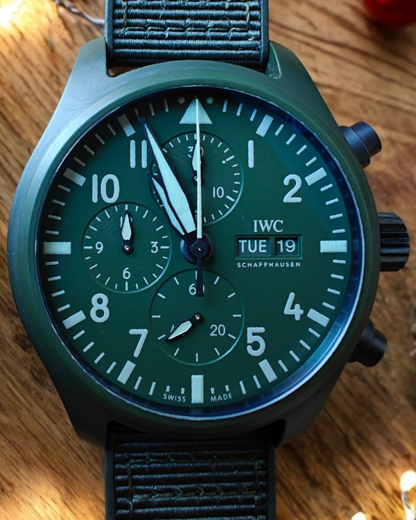 2023 IWC Schaffhausen Pilot Top Gun “Woodland” 44MM Green Dial Rubber/Textile Strap (IW389106)