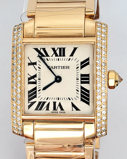 Cartier Tank Française 25MM Quartz Silver Dial Yellow Gold Bracelet (W50003N2)