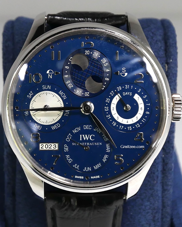 IWC Portugieser Perpetual Calendar 44.2MM Blue Dial Leather Strap (IW503203)