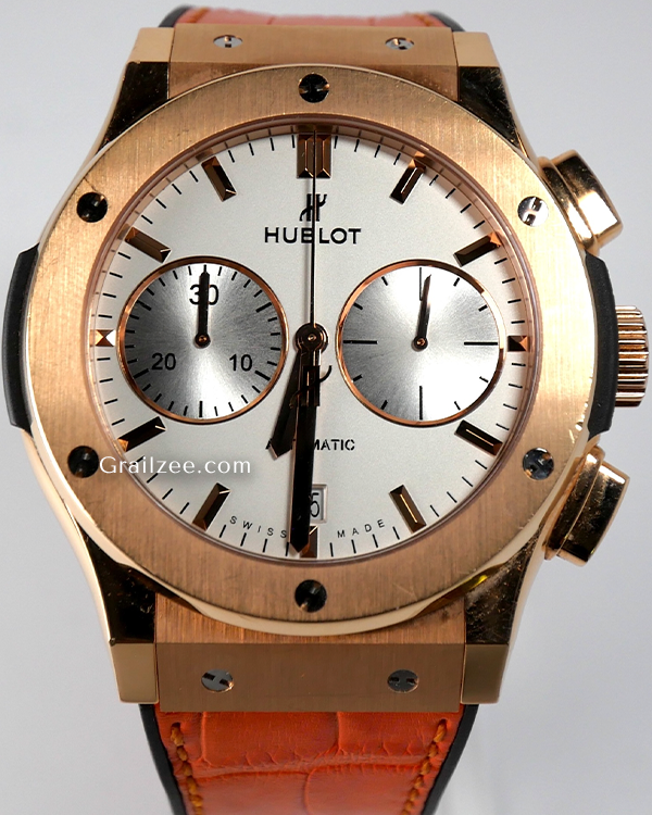 Hublot Classic Fusion Chronograph 45MM Silver Dial Rubber/Leather Strap (521.OX.2611.LR)