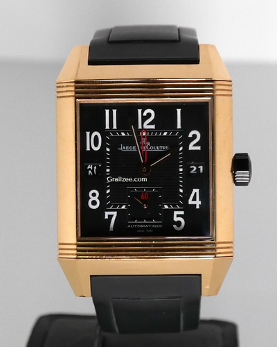 Jaeger-LeCoultre Reverso Squadra Hometime 35MM Black Dial Rubber Strap (230.2.77)