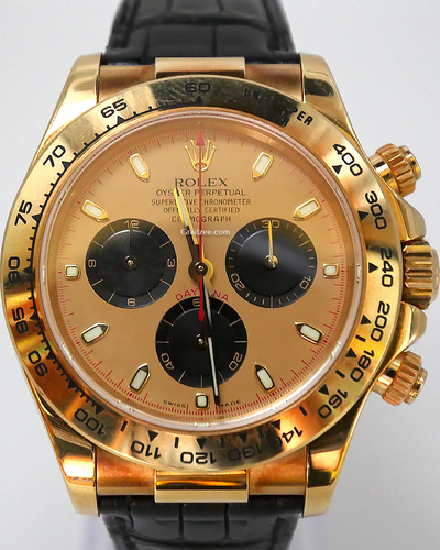 2002 (Y Serial) Rolex Cosmograph Daytona 40MM Champagne Dial Leather Strap (116518)