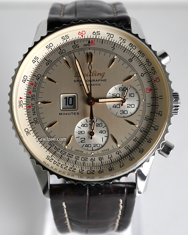 Breitling Montbrillant Spatiographe 41MM Silver Dial Leather Strap (A36030.1)