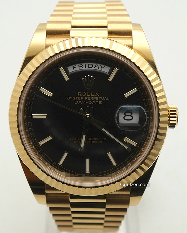 2020 Rolex Day-Date 40MM Black Dial Yellow Gold President Bracelet (228238)