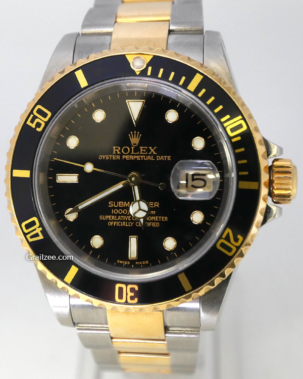 2001 Rolex Submariner Date 40MM Black Dial Two-Tone Oyster Bracelet (16613)