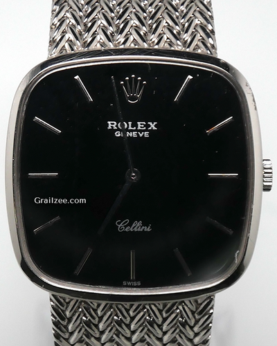 Rolex Cellini 30MM Black Dial White Gold Bracelet (4311)