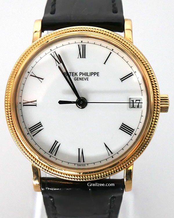 Patek Philippe Calatrava 33MM White Dial Leather Strap (3802/200 J)