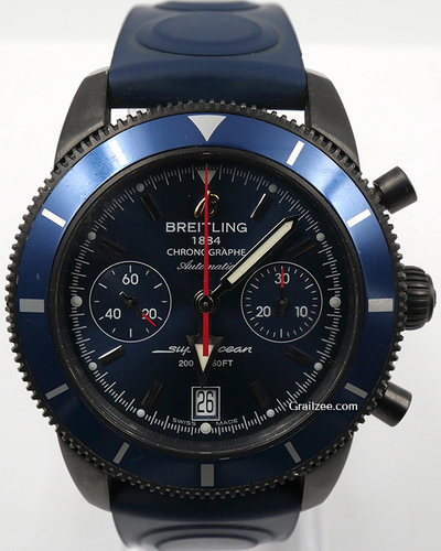 Breitling 	Superocean Heritage Chronograph 44MM Aftermarket PVD-Coated Blue Dial Rubber Strap (M23370)