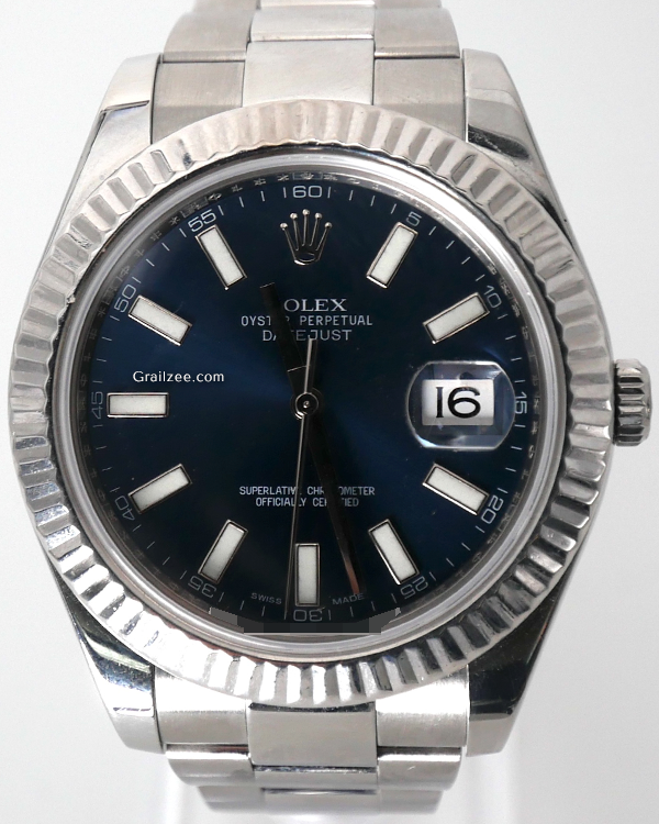 2016 Rolex Datejust II 41MM Blue Dial Steel Bracelet (116334)