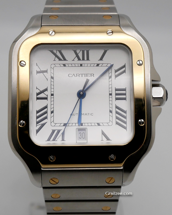 2022 Cartier Santos De Cartier 39.8MM Silver Dial Two-Tone Bracelet (W2SA0009)