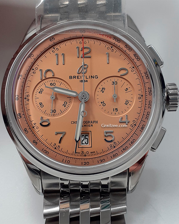 2023 Breitling Premier B01 42MM Orange Dial Steel Bracelet (AB0145331K1A1)