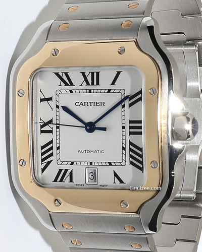 2022 Cartier Santos De Cartier 39.8MM Silver Dial Two-Tone Bracelet (W2SA0009)