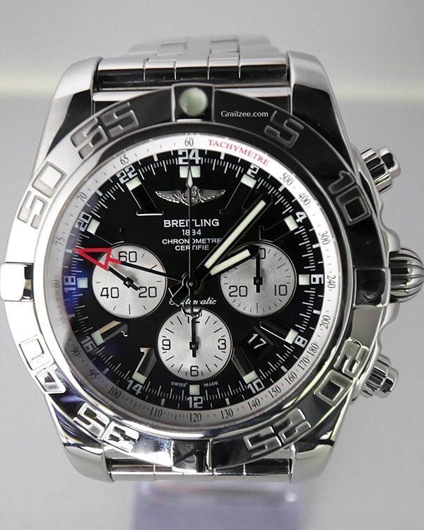 Breitling Chronomat GMT 47MM Black Dial Steel Bracelet (AB0410)