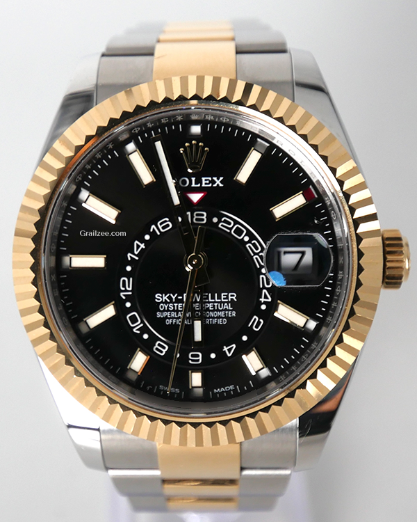 2022 Rolex Sky-Dweller 42MM Black Dial Two-Tone Oyster Bracelet (326933)