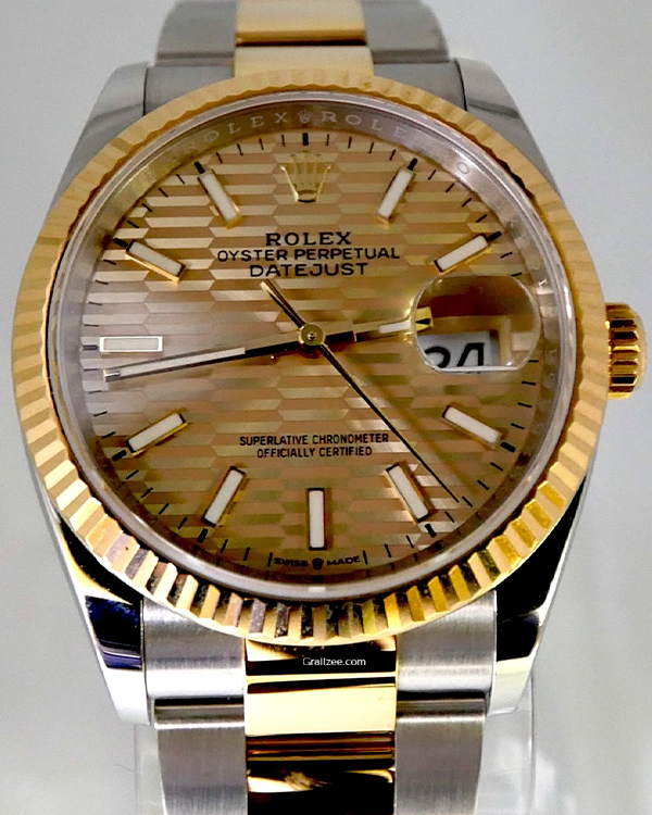 2023 Rolex Datejust 36MM Golden Dial Two-Tone Bracelet (126233)