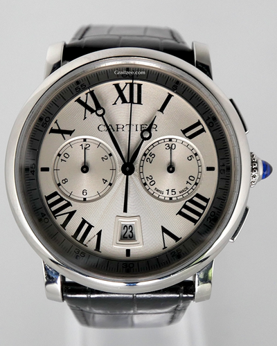 Cartier Rotonde de Cartier 40MM Silver Dial Leather Strap (WSRO0002)