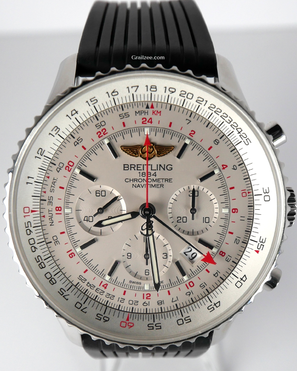 Breitling Navitimer 48MM Silver Dial Rubber Strap (AB0441)