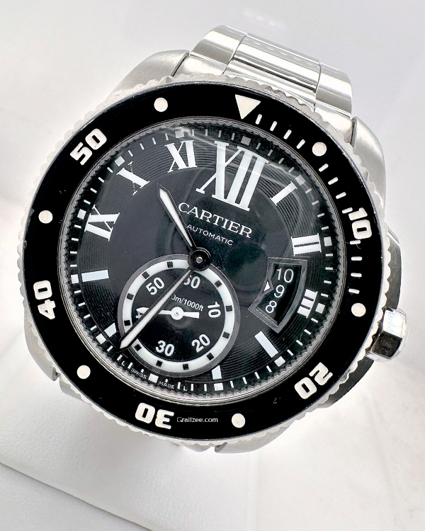 Cartier Calibre de Cartier Diver 42MM Black Dial Steel Bracelet (W7100 ...