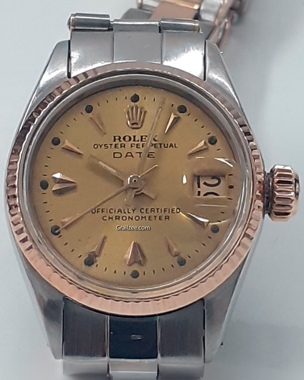 Rolex Oyster Perpetual Lady Date Vintage 26MM Champagne Dial Two Tone Bracelet (6517)