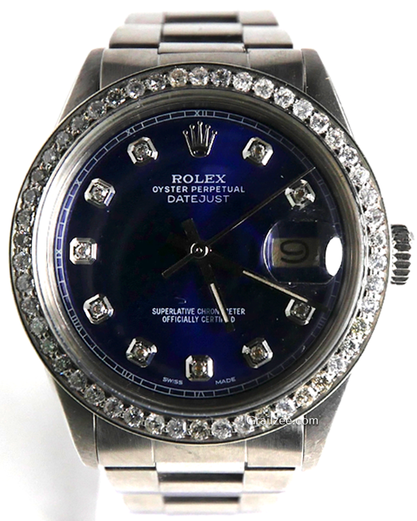 Rolex Datejust 36MM Aftermarket Blue Dial Oyster Bracelet (1601)