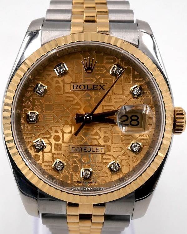 Rolex Datejust 36MM Champagne "Jubilee Motif" Dial Two-Tone Jubilee Bracelet (116233)