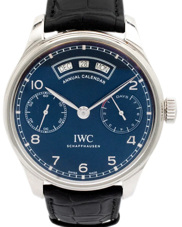 2018 IWC Schaffhausen Portugieser Annual Calendar 44.2MM Blue Dial Leather Strap (IW503502)