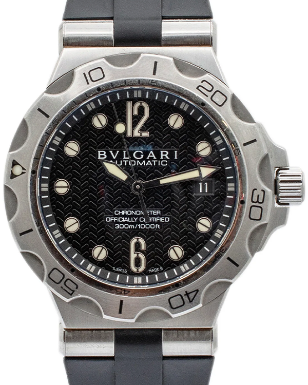 Bvlgari Diagono Scuba Aqua 42MM Black Dial Rubber Strap (DP42SSD)